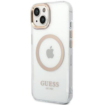 Husa Guess GUHMP14MHTRMD iPhone 14 Plus 6.7 &quot;gold / gold hard case Metal Outline Magsafe
