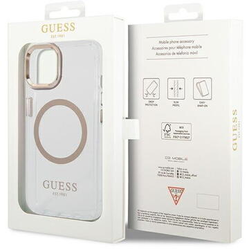 Husa Guess GUHMP14MHTRMD iPhone 14 Plus 6.7 &quot;gold / gold hard case Metal Outline Magsafe