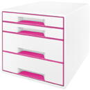 Leitz Cabinet cu sertare LEITZ Wow, 4 sertare - alb/roz