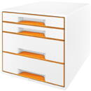 Leitz Cabinet cu sertare LEITZ Wow, 4 sertare - alb/portocaliu