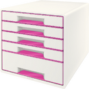 Leitz Cabinet cu sertare LEITZ Wow, 5 sertare - alb/roz