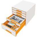 Cabinet cu sertare LEITZ Wow, 5 sertare - alb/portocaliu
