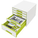 Cabinet cu sertare LEITZ Wow, 5 sertare - alb/verde