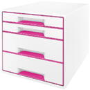 Cabinet cu sertare LEITZ Wow, 4 sertare - alb/roz