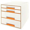 Cabinet cu sertare LEITZ Wow, 4 sertare - alb/portocaliu