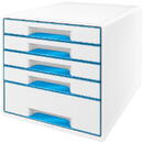 Cabinet cu sertare LEITZ Wow, 5 sertare - alb/albastru