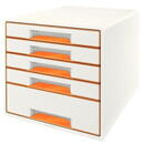 Cabinet cu sertare LEITZ Wow, 5 sertare - alb/portocaliu