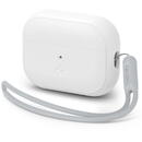 Accesoriu delefon silicon Fit Strap - husa Apple AirPods Pro 2 alba/gri