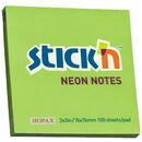 Stick'n Notes autoadeziv 76 x 76 mm, 100 file, Stick"n - verde neon