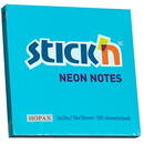 Stick'n Notes autoadeziv 76 x 76 mm, 100 file, Stick"n - albastru neon