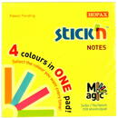 Stick'n Magic notes autoadeziv 76 x 76 mm, 100 file, Stick"n Magic Notes - 4 culori neon