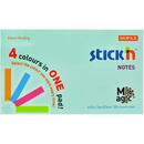 Stick'n Magic notes autoadeziv 76 x 127 mm, 100 file, Stick"n Magic Notes - 4 culori pastel
