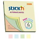 Stick'n Notes autoadeziv 76 x 76 mm, 100 file, Stick"n Alternate - 4 culori pastel