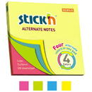 Stick'n Notes autoadeziv 76 x 76 mm, 100 file, Stick"n Alternate - 4 culori neon