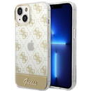 Guess Husa telefon Guess pentru iPhone 14 Plus, Peony Glitter Script Logo, Plastic, Auriu