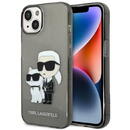 Karl Lagerfeld Husa telefon Karl Lagerfeld pentru iPhone 14 Plus, IML Glitter Karl and Choupette NFT, Plastic, Negru