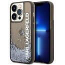Husa telefon Karl Lagerfeld pentru iPhone 14 Pro, Translucent Liquid Glitter, Plastic, Negru