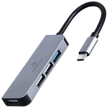 Gembird 4-port USB, type-C hub (1 x USB 3.1 + 3 x USB 2.0), Silver
