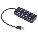 USB 3.1 (Gen 1) powered 4-port hub with switches, black