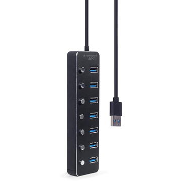 Gembird 7-port USB 3.1 (Gen 1) hub with switches, black