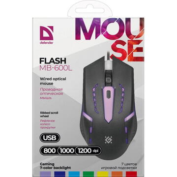 Mouse defender FLASH MB-600L 1200 DPI, Negru