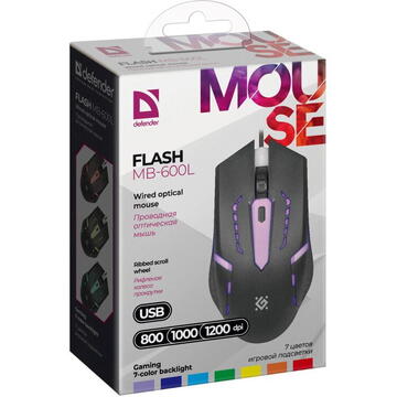 Mouse defender FLASH MB-600L 1200 DPI, Negru