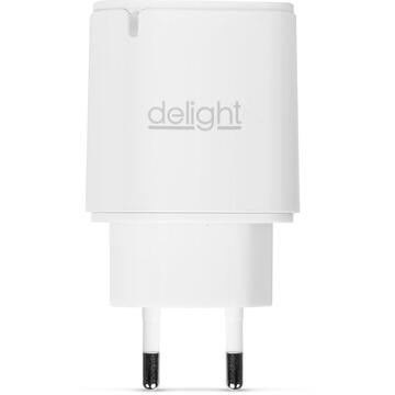 Incarcator de retea Delight USB Type C PD 20W incarcare rapida alb