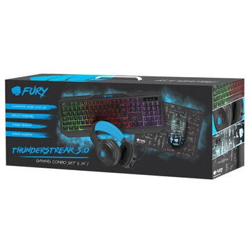 Tastatura Natec Fury 4in1 Thunderstreak 3.0 Gamer Kit (US) Negru USB cu fir