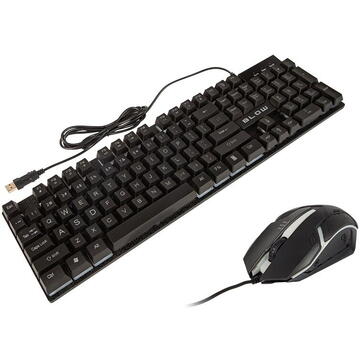 Tastatura BLOW keyboard + mouse with LED TRIGGER Negru USB cu fir