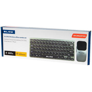 Tastatura Keyboard + radio mouse 2.4GHz BLOW KM-6 USB Wireless Negru/Gri