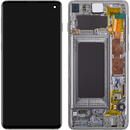 Display - Touchscreen Samsung Galaxy S10 G973, Cu Rama, Argintiu (Prism White), Service Pack GH82-18850B