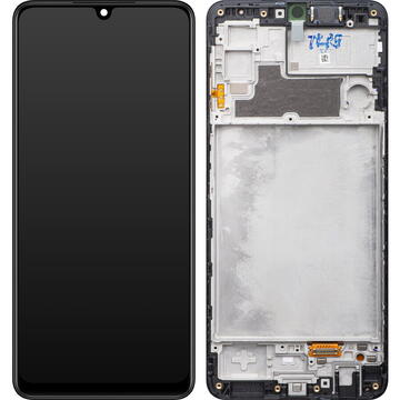 Piese si componente Display - Touchscreen Samsung Galaxy M22, Cu Rama, Negru, Service Pack GH82-26153A