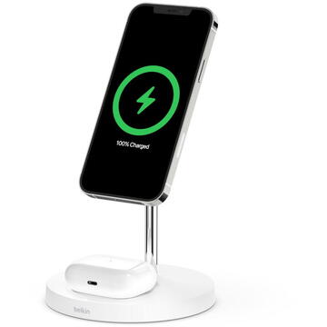 Belkin Boost Charge Pro, 2 in 1, pentru iPhone / Airpods, Alb