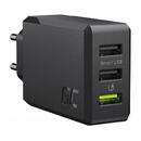 Green Cell Fast charging, 30W, 3 x USB-A, Universal, Negru