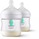 Set 2 biberoane Philips Avent Natural Response SCY670/02, cu dispozitiv anticolici AirFree, 125 ml, tetina care functioneaza ca sanul mamei, cu debit 2, tetina fara scurgeri, +0 luni, fara BPA, usor de curatat