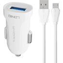 Ldnio Car charger LDNIO DL-C17, 1x USB, 12W + Micro USB cable (white)