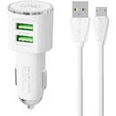 Ldnio LDNIO DL-C29 car charger, 2x USB, 3.4A + Micro USB cable (white)