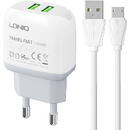Ldnio A2219 2xUSB, 12 W, Alb + Cablu USB - MicroUSB