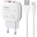 Ldnio Wall charger  LDNIO A2313C USB, USB-C 20W + USB to Lightning cable