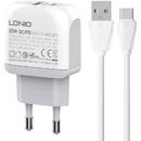 Ldnio A2316C 1xUSB, 1xUSB-C, 20W, Alb + Cablu USB la USB-C