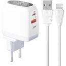 Ldnio Wall charger  LDNIO A2522C USB, USB-C 30W + Lightning cable