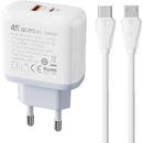 Ldnio Wall charger LDNIO A2526C USB, USB-C 45W Wall + MicroUSB cable
