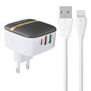 Ldnio Wall charger LDNIO A3513Q 2USB, USB-C 32W + Lightning cable