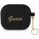 Guess GUA3LSCHSK AirPods 3 cover black/black Silicone Charm Heart Collection