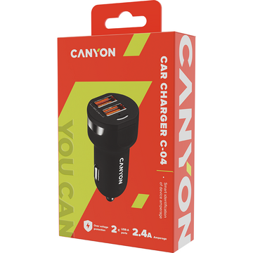 Canyon C-04, 2x USB-A, 2.4A, Black