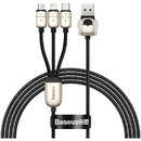 Year of the Tiger 3in1 USB - Lightning / USB Typ C / micro USB cable 3,5 A 1,2m Negru