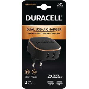 Incarcator de retea DURACELL 2x USB-A, 2.4A, 24W, Negru