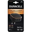 DURACELL 2x USB-A, 2.4A, 24W, Negru