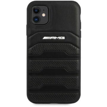 Husa MERCEDES AMG AMHCN61GSEBK iPhone 11 6.1 &quot;black / black hardcase Leather Debossed Lines