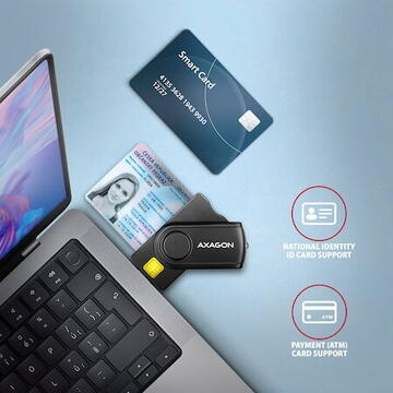 Card reader AXAGON CRE-SMP1A, USB-A, Cititor de card, Smart Card PocketReader